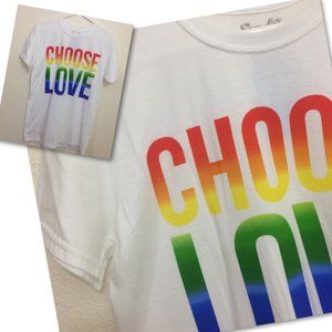 Pride "CHOOSE LOVE" Mens T-shirt White Crew Neck NWT
